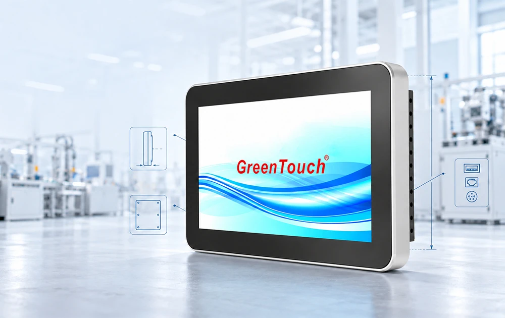 Подход поставщика решений GreenTouch для промышленных сенсорных мониторов: ЭМС, IP65, передняя защита IK08 и монтаж